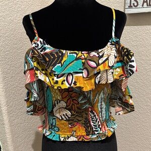 Tropical Ruffle Camisole Top